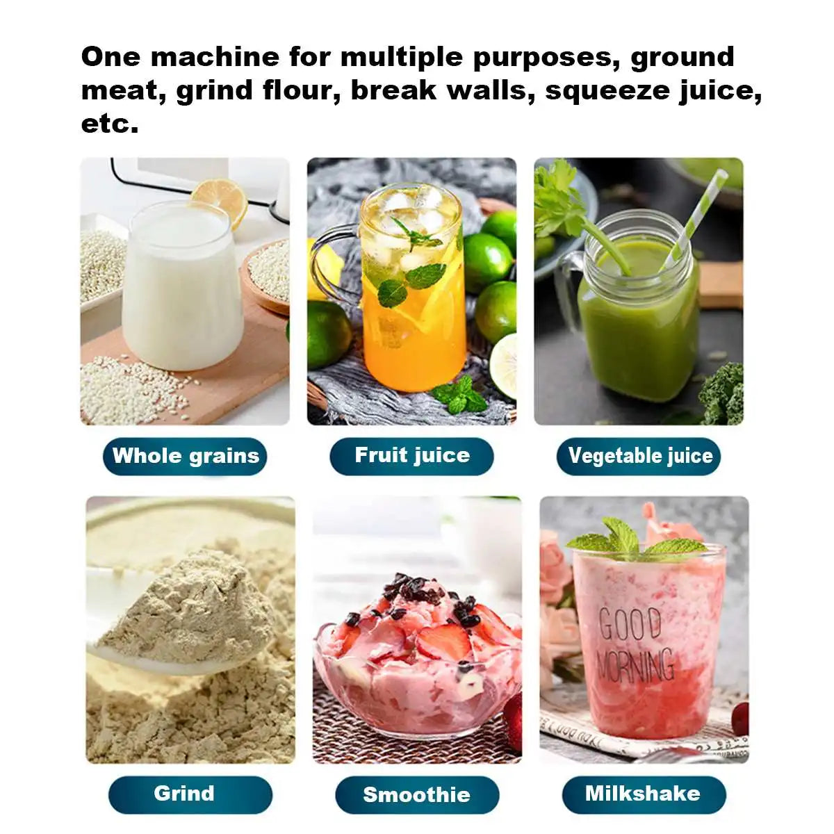 Multifunctional Blender Mixer Food Processor Blade Juicer Ice Smoothie Pomegranate Apples Crusher Juice Wall Breaking Machine