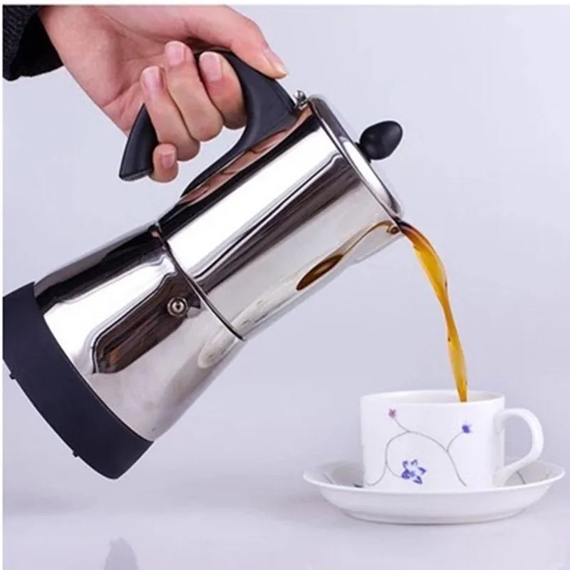 6cups/300ml Electric Coffee Geyser Maker 304 Stainless Steel Moka Pot Mocha coffe Machine Espresso Maker