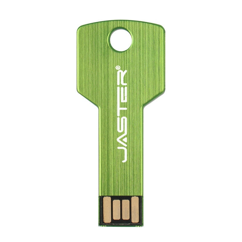 JASTER Metal key Shape USB Flash Drive Pen Drives Custom logo Memory Stick Real Capacity U Disk 4G 8G 16G 32GB 64GB 128GB