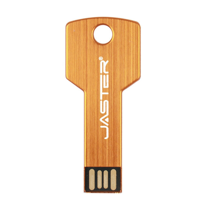 JASTER Metal key Shape USB Flash Drive Pen Drives Custom logo Memory Stick Real Capacity U Disk 4G 8G 16G 32GB 64GB 128GB