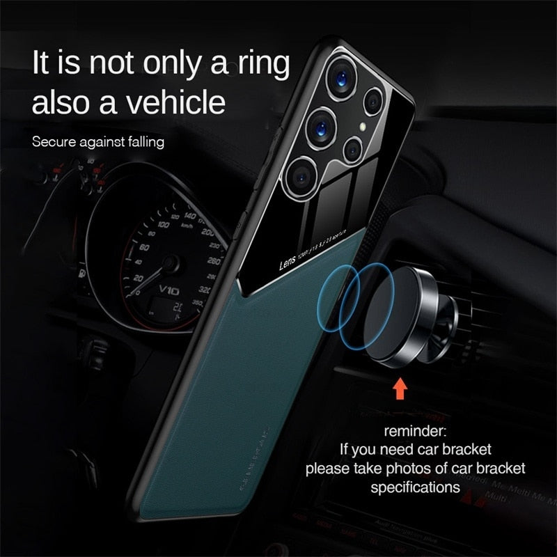 S22Ultra Case Car Magnetic Leather Cover For Samsung Galaxy S 22 23 S23 S22 Ultra Plus S23Ultra TPU Soft Frame Shockproof Coque