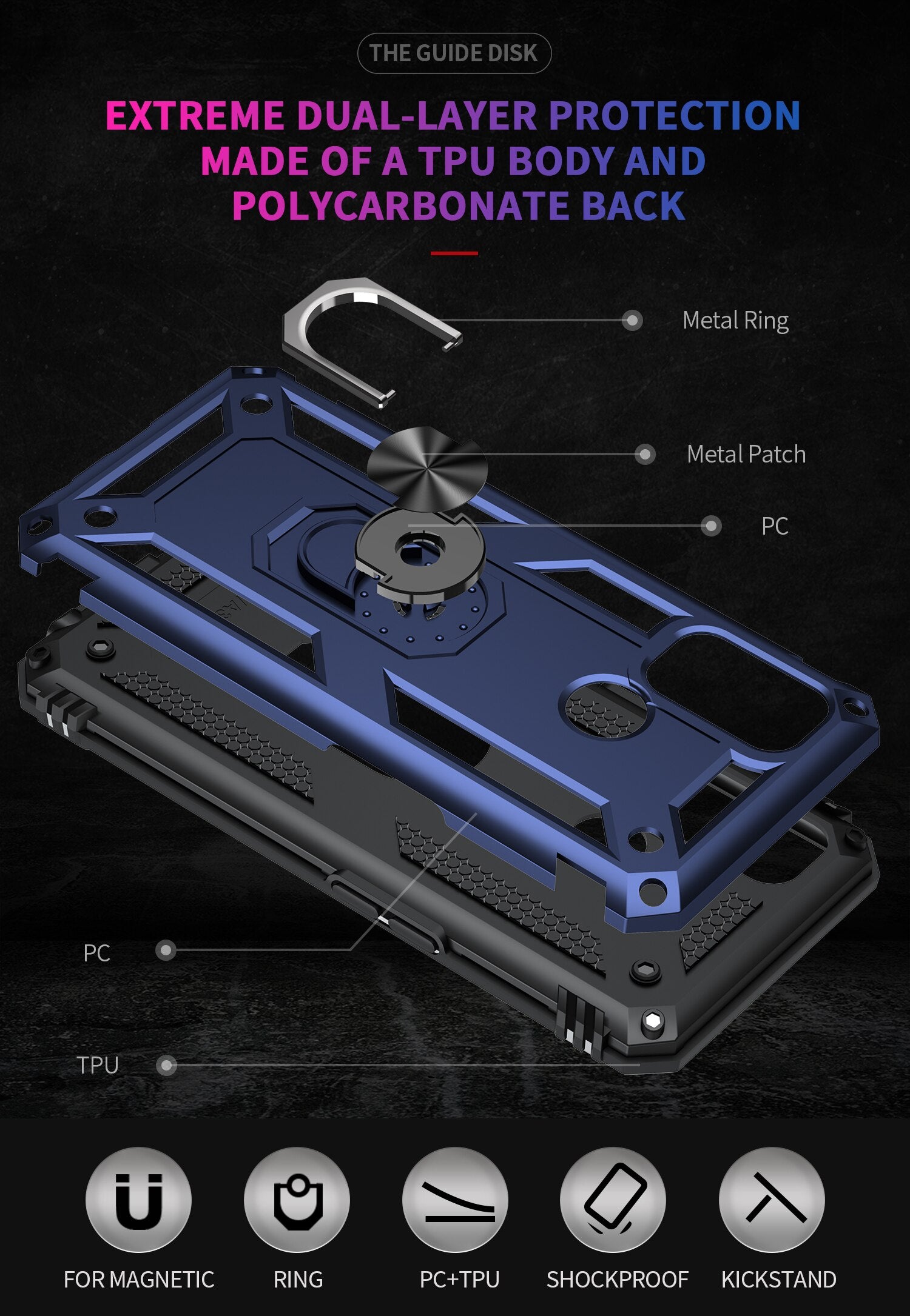 For OPPO A32 A53 A53S 2020 Case Luxury Armor Magentic Silicone Phone Case for OPPO A15 A15S A35 Car Holder Ring Case