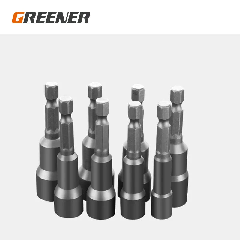 GREENER 1pc 6mm-19mm Strong Magnetism Hex Socket Sleeve Nut Lengthened Electric Drill Electric Wrench Sleeve Head Hand Tools
