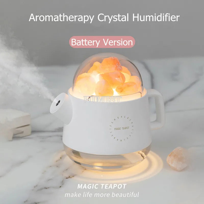 360ml Portable Crystal Air Humidifier Wireless Aroma Essential Oil Diffuser Rechargeable Air Humidificador with Atmosphere Lamp