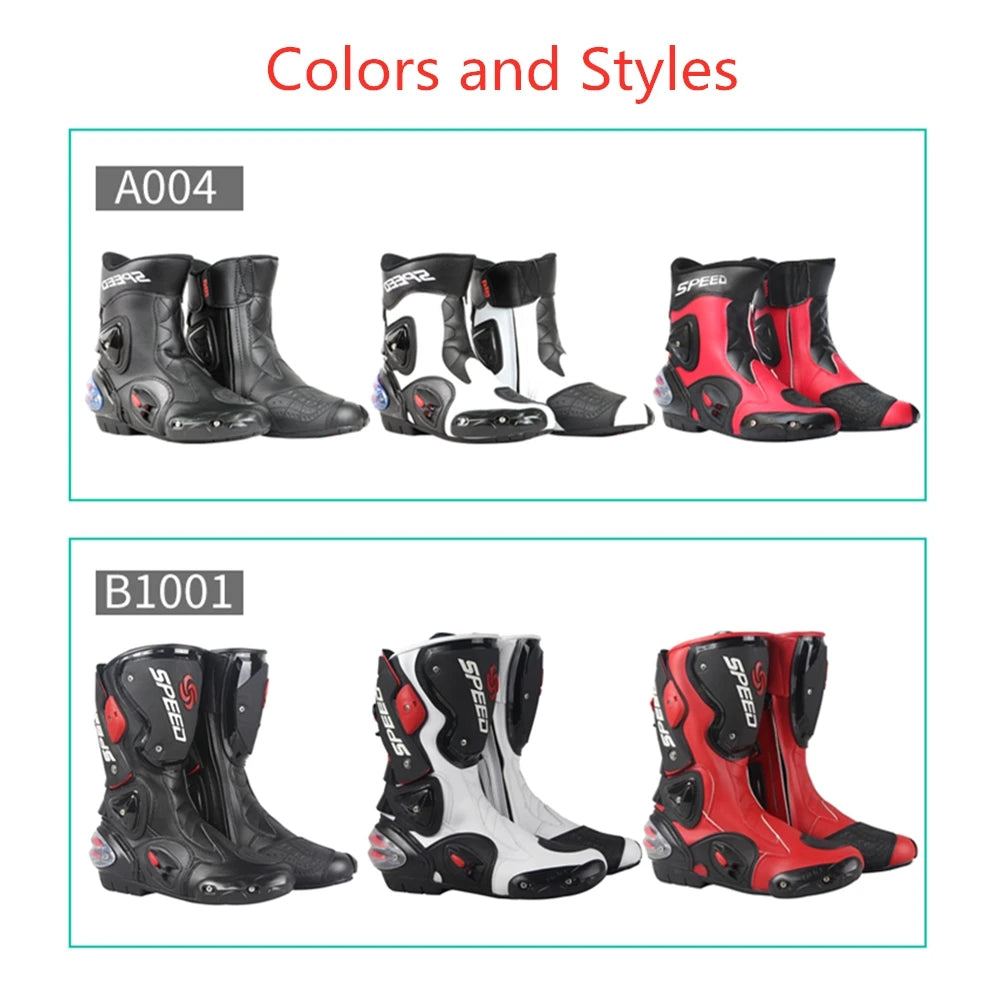 Woman Motorcycle Riding Boots Long High Ankle Protective Gears Moto Motorbike Racing Shoes Foot Guards Red B1001