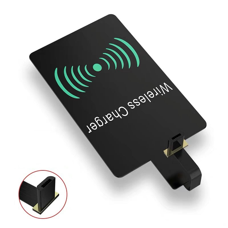 Lightweight Qi Wireless Charging Receiver for Samsung Huawei Xiaomi Universal Micro USB Type C Fast Wireless Charger Adapter