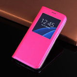 Slim Window View Flip Cover Shockproof Leather Case Cell Phone Carrying Bag Mask For Samsung Galaxy S8 / S8 Plus / S7 / S7 Edge
