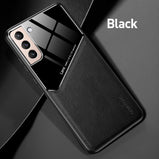 S 21 FE Case Leather Car Magnetic Holder Phone Cover For Samsung Galaxy S21 FE S21FE S 21FE 5G 6.4" TPU Soft Frame Protect Coque
