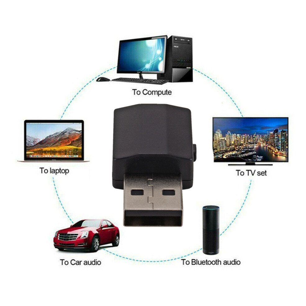 LccKaa Wireless USB Bluetooth5.0 Transmitter Receiver Mini 3.5mm AUX Stereo Music Adapter For Car Radio TV Blue-tooth Earphone