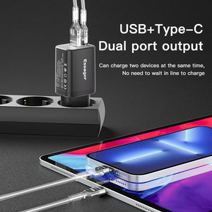 Essager USB Type C Fast Charger 30W QC PD 3.0 Dual Port Mini Portable Adapter For IPhone 14 13 12 IPad Xiaomi Fast Wall Chargers