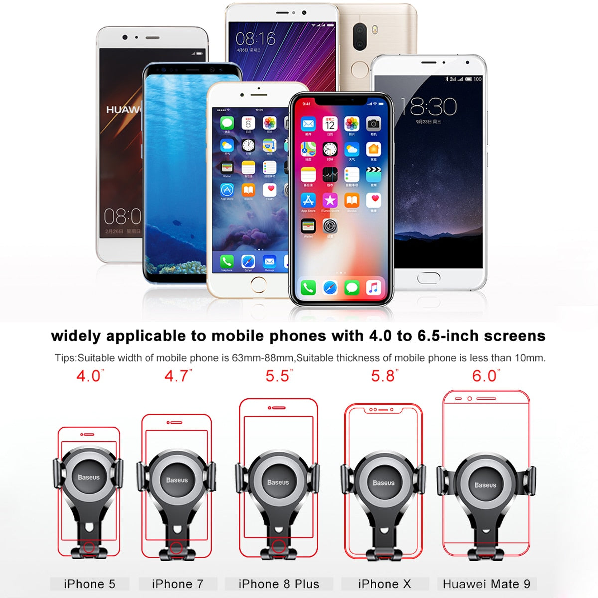 Baseus Gravity Car Phone Holder For iphone 11 12 Pro X 8 Universal Phone Holder Car Mount For Samsung Android Car Phone Stand
