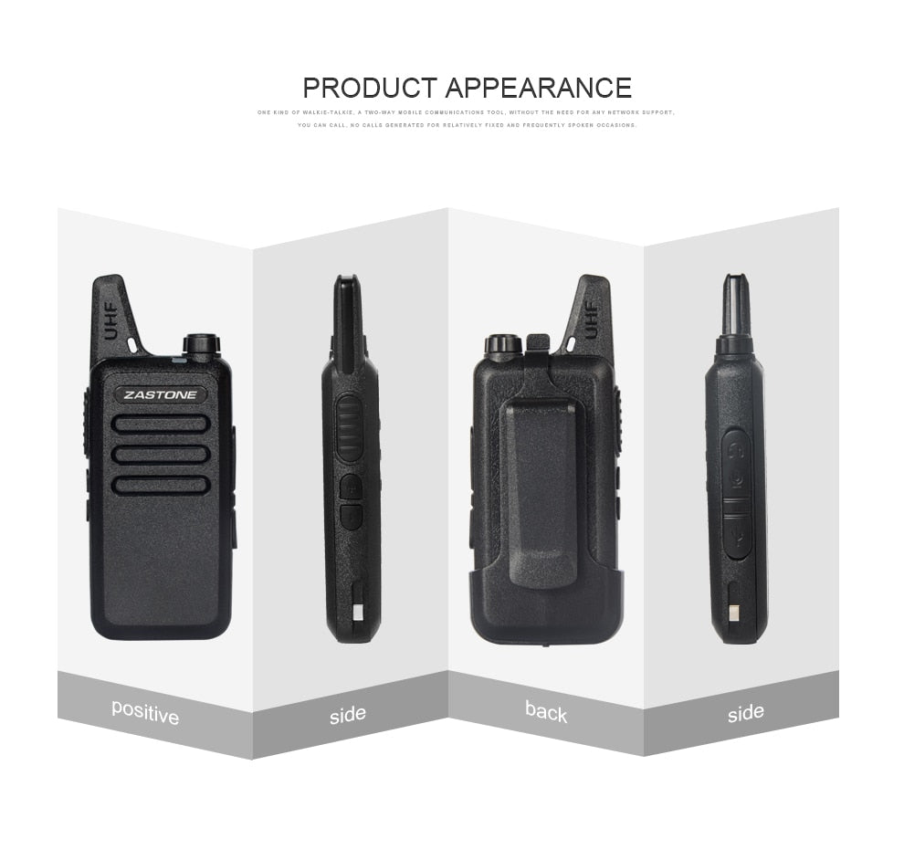 2pcs Zastone X6 Mini Walkie Talkie kids UHF Raido Walkie-talkie 400Mhz Two Way Radio FM Ricetrasmettitore USB Communicator