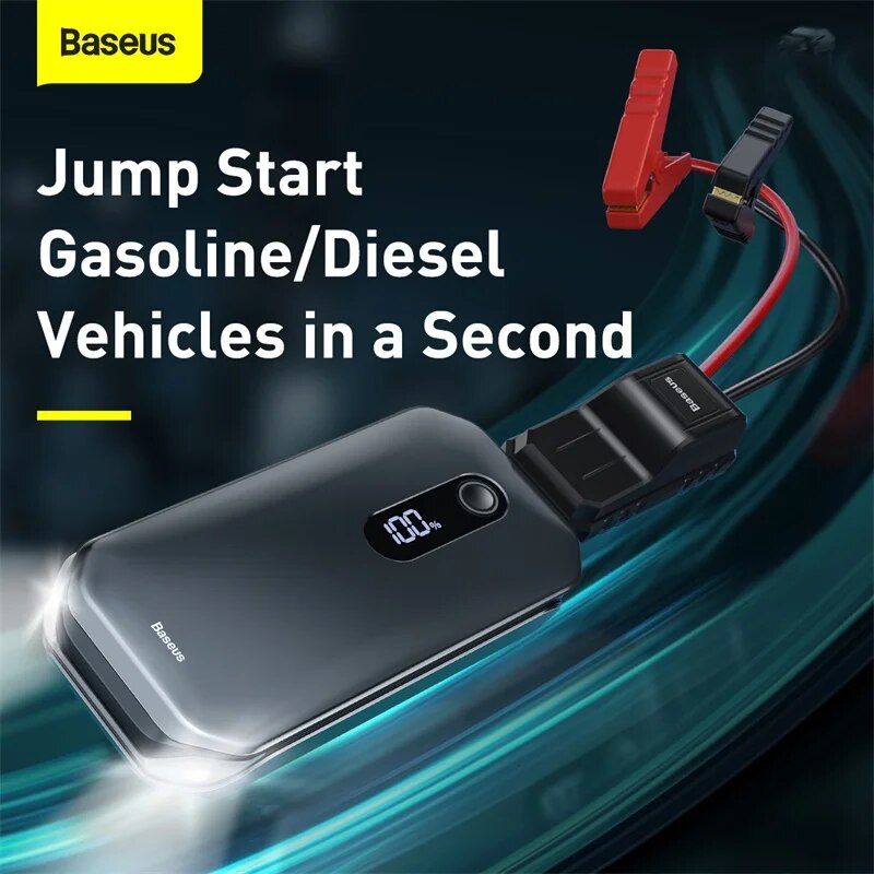 Baseus 12000mAh Car Jump Starter Power Bank 1000A Starting Device Booster Auto Vehicle Emergency Battery For 3.5L/6L Car Booster