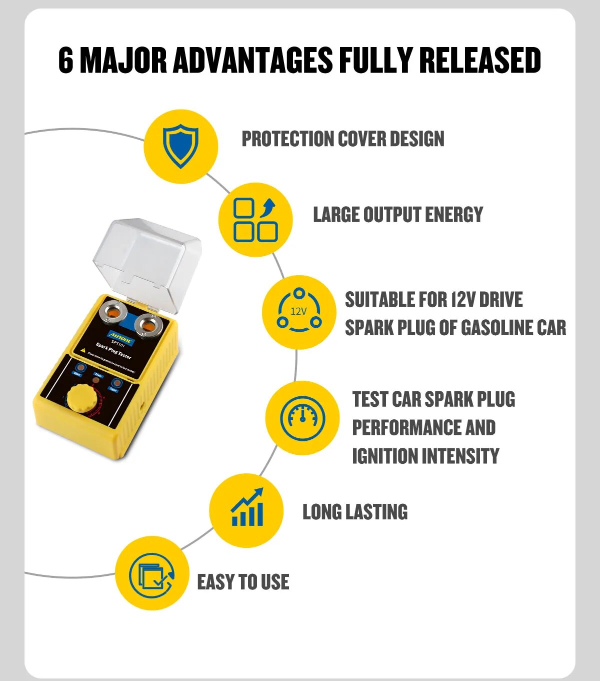 Original AUTOOL SPT101 220V 110V Car Spark Plug Tester Ignition Testers Automotive Diagnostic Tool Double Hole Analyzer