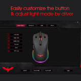 Havit RGB Gaming Mouse Wired PC Gaming Mice with 7 Color Backlight 6 Buttons Up to 6400 DPI Computer USB Mouses Black MS732