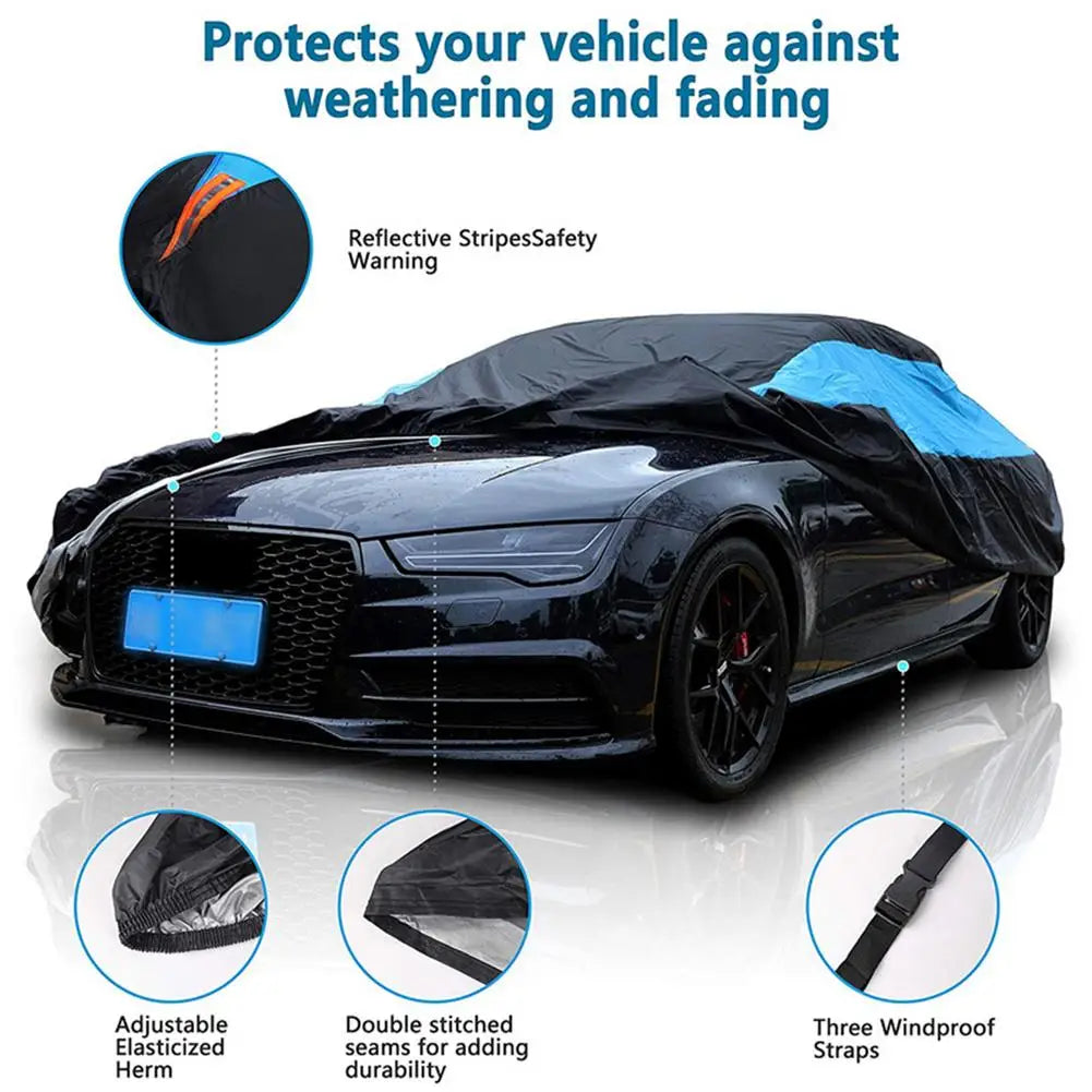 Universal 190T Full Car Covers Outdoor Waterproof UVs Sun Rain Snow Reflective Protection Cover For SUVs Jeep Sedan Hatchback