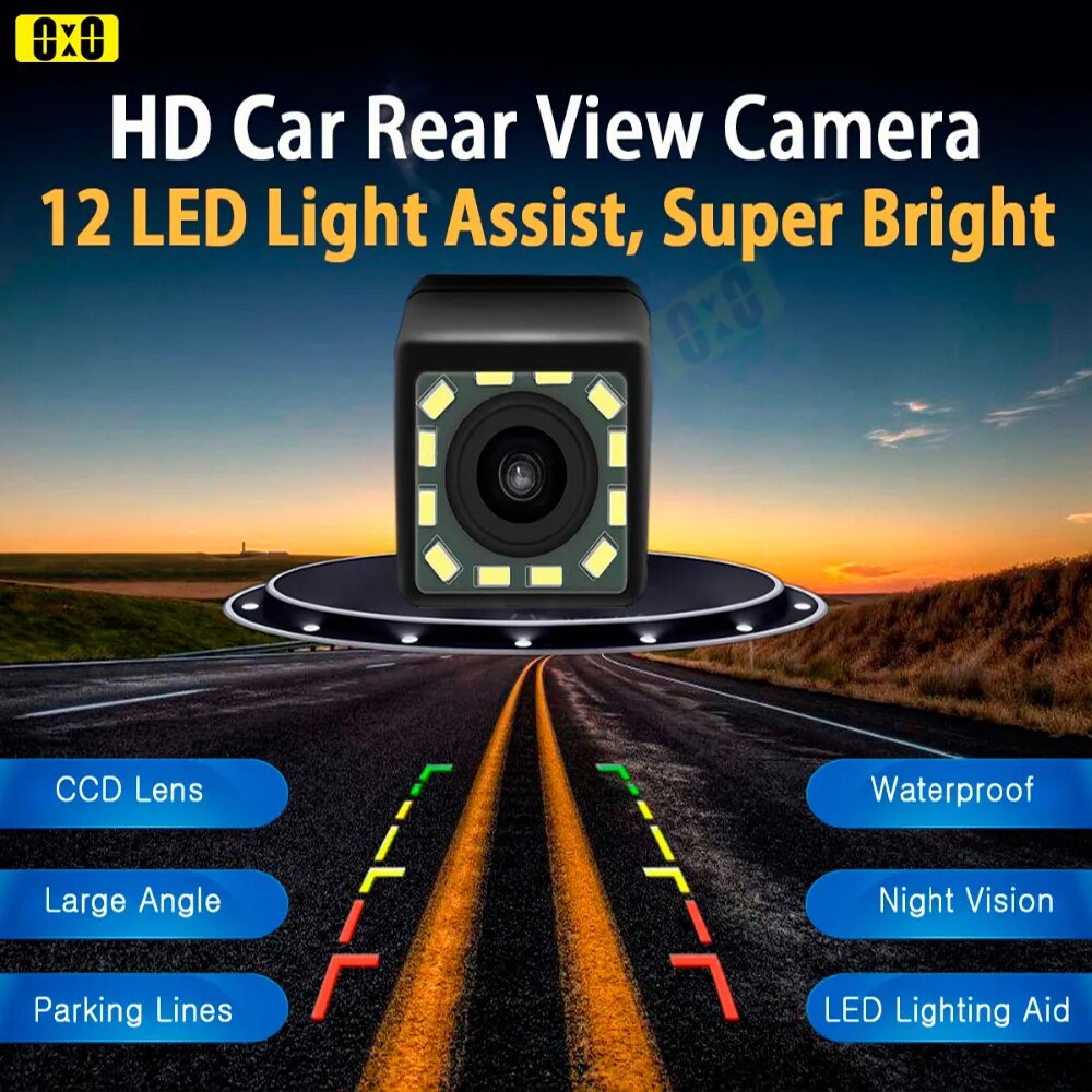 Car Monitor Reverse Camera 5-Inches Screen Car Rear View Camera Backup Camera  12IR Night Camera 12 LED Super Night Car Monitor