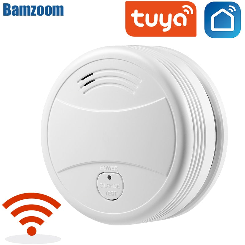 Tuya WIFI Smoke Detector Fire Protection Alarm Sensor Independent Wireless Battery Operated Smart Life Push Alert Home Security