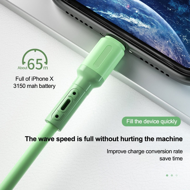 USB Cable For iPhone 14 13 12 11 Pro Max XR XS 8 7 6s 5s Fast Data Charging Charger USB Wire Cord Liquid Silicone Cable 1/1.5/2M