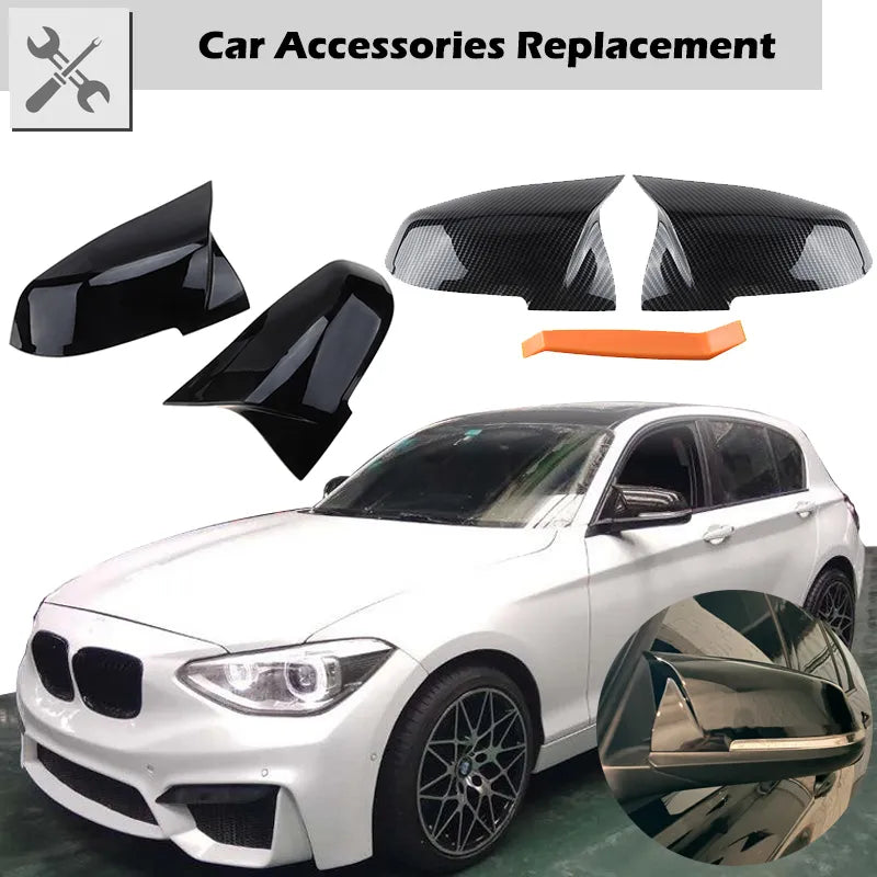 Rhyming Rearview Mirror Cover Side Mirror Black Caps Fit For BMW F20 F21 F30 F31 F22 F23 F34 F36 1 2 3 4 Series  Car Accessories