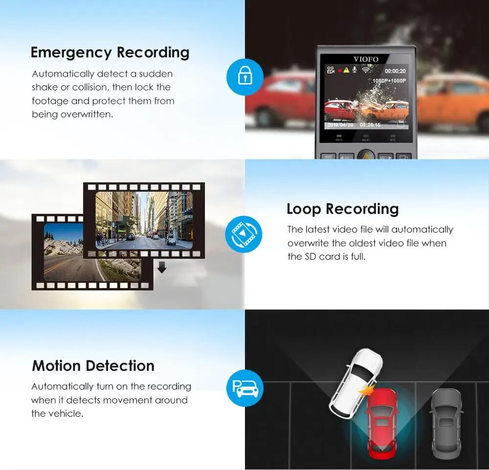 Car DVRS Dash Cam with Rear View Camera Car Video Recorder Full HD Night Vision 2 Camera Recorder with G-sensor A129DUO Dashcam