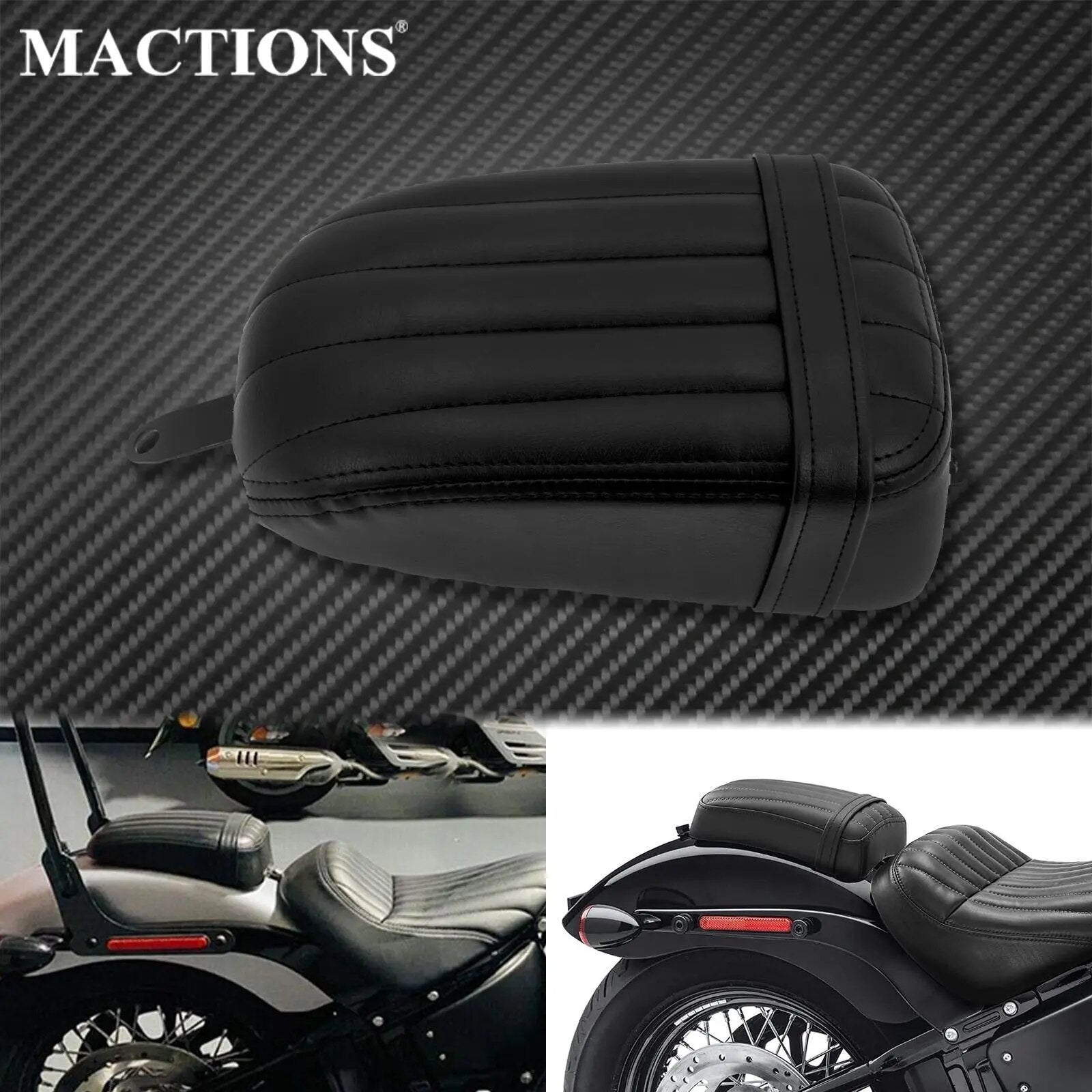 Motorcycle Rear Passenger Grid Seat Cushion Pillion Pad Leather Pillow For Harley Softail Street Bob FXBB Slim FLSL FXST 18-20