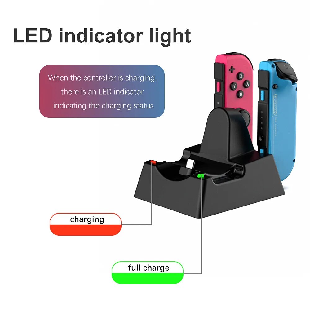 For Nintendo Switch Joy-con Controller 4 in1 Charging Dock LED Charger For Nintendo Switch Pro Console Charge Stand Accessories