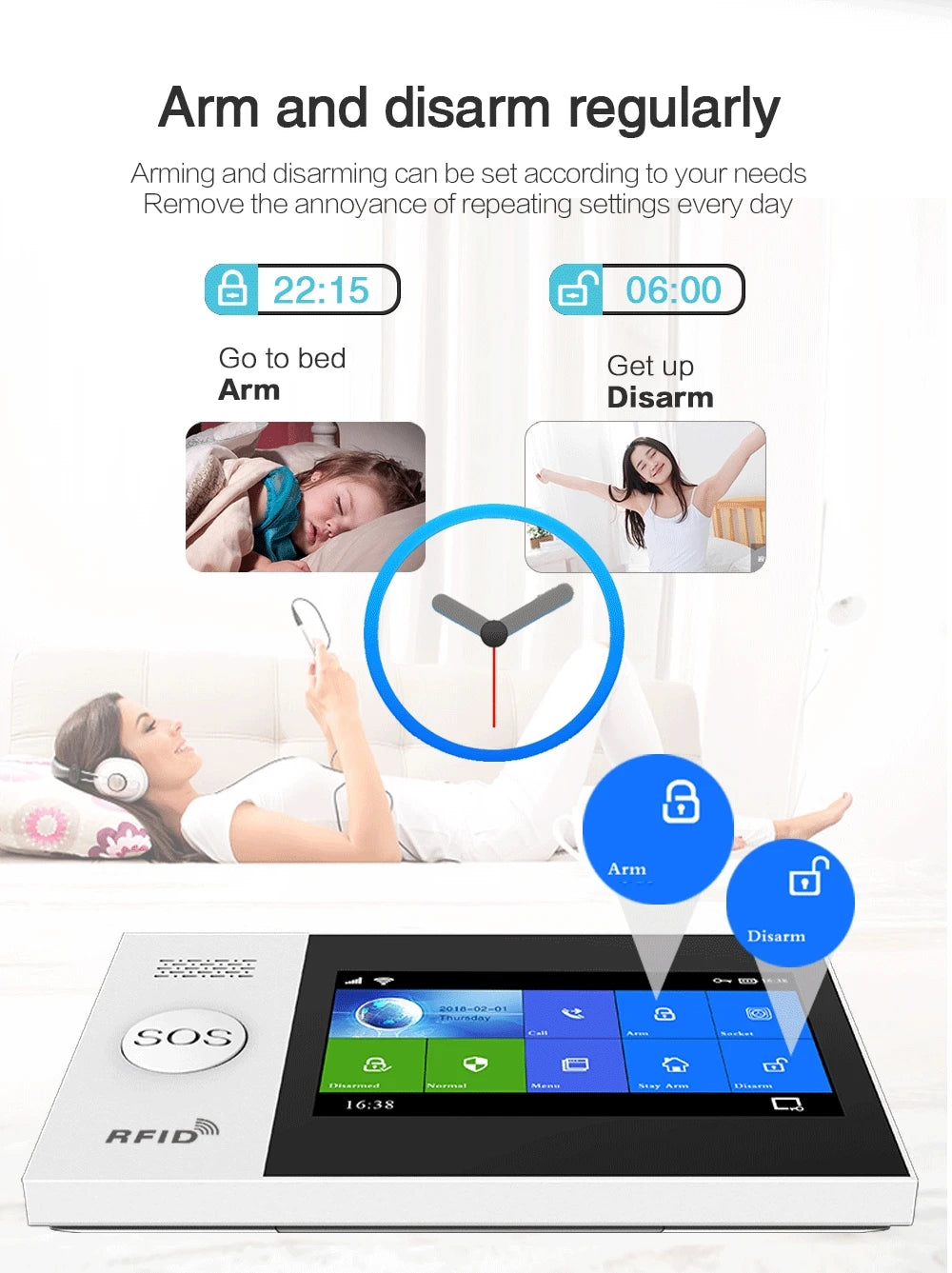 Wireless WIFI GSM Home Burglar Security Alarm System SMS Tuya Smart Life APP Control With 4.3Inch Touch Screen Alarm Kits