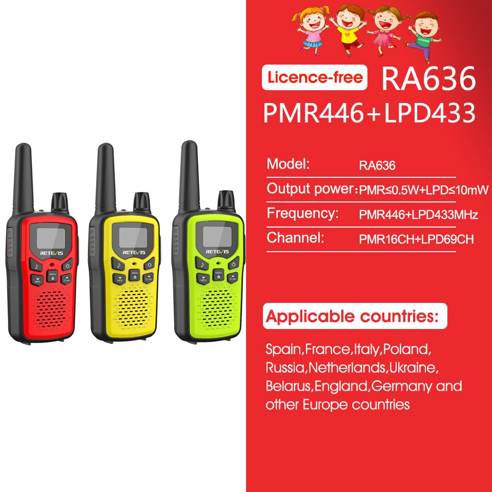 Retevis RA636 RA36 PMR FRS 3pcs Walkie Talkie Kids Walkie-talkie for Children Christmas Birthday Gift Toy Radio for Boys Girls