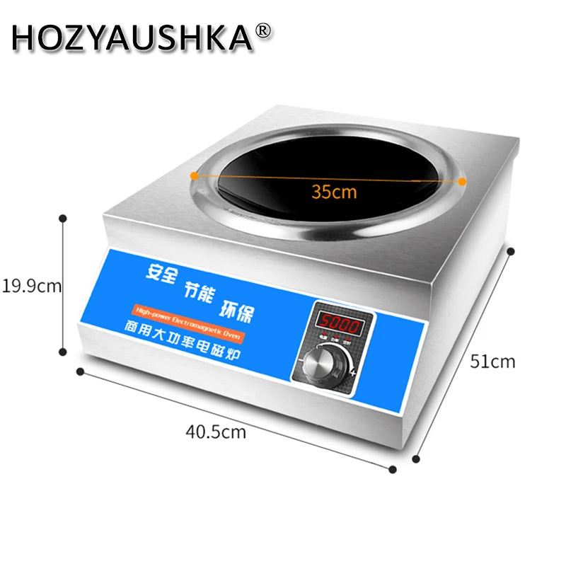 5000W commercial concave induction cooker factory direct high power hot pot authentic knob type all stainless