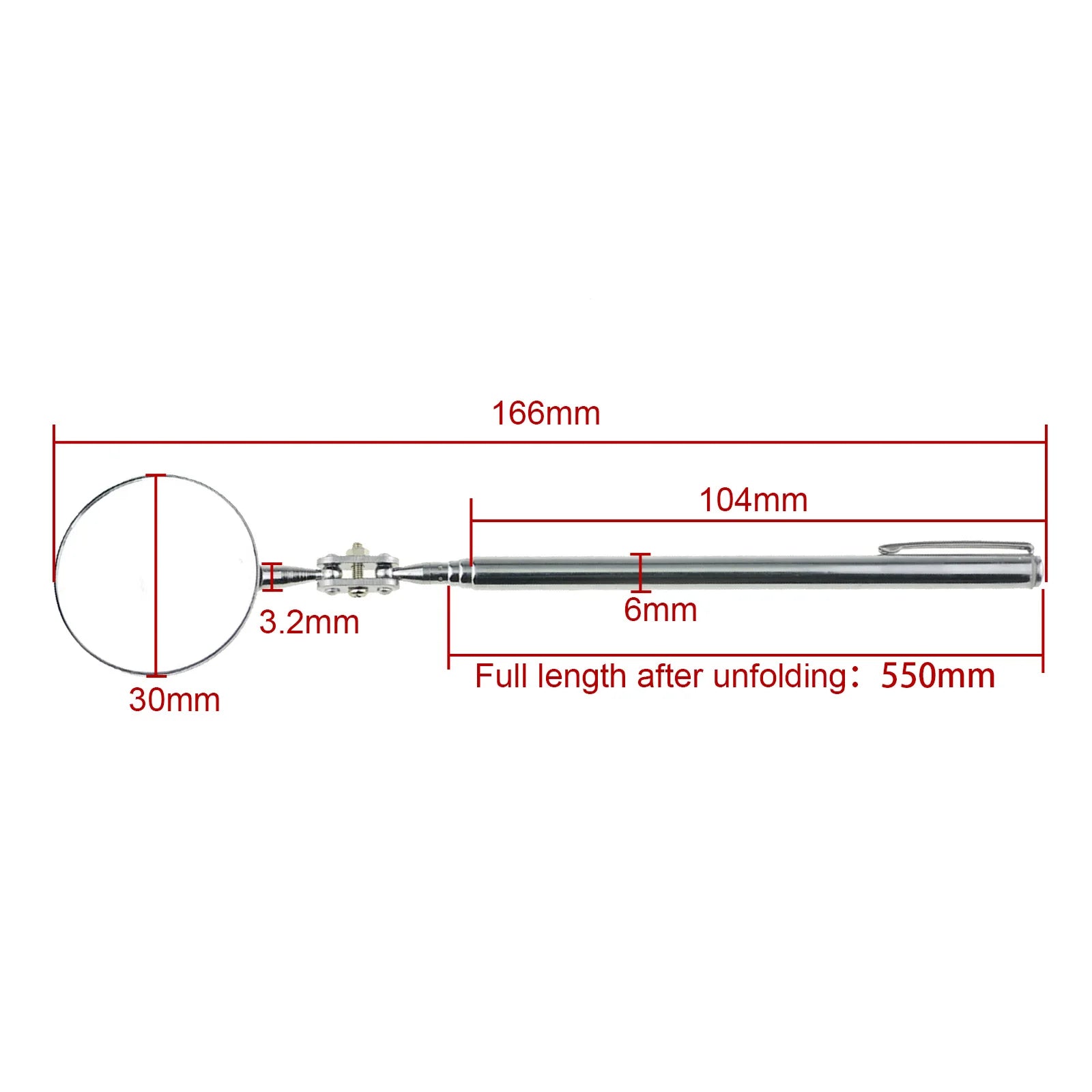 Car Telescopic Inspection Mirror Round Inspection Mirror Extending Detection Round Lens For Auto Inspection Hand Repair Tool