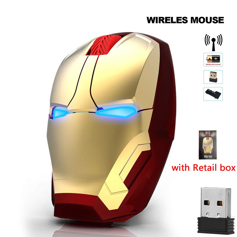 Cool Wireless Iron Man Mouse Mice Ergonomic 2.4G Portable Mobile Computer Click Optical USB Receiver for PC Laptop Mac Book