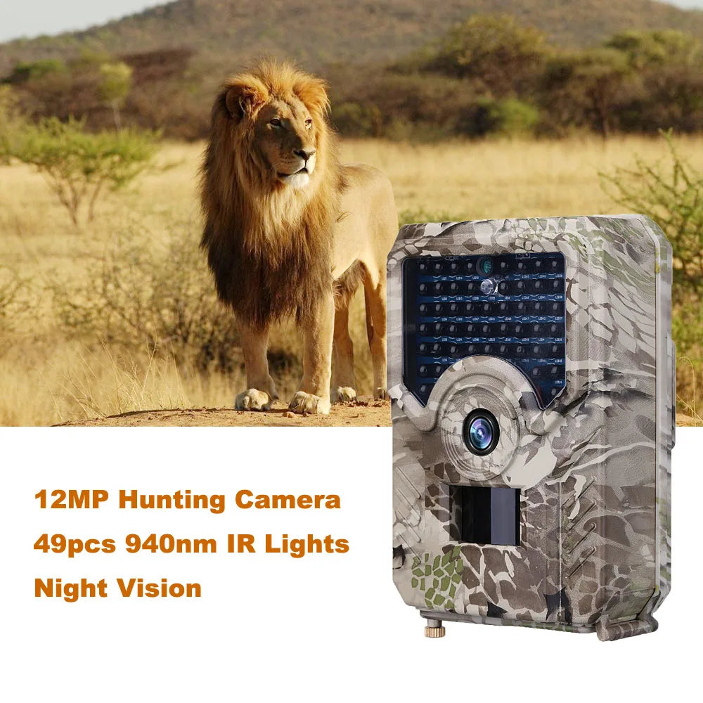 Wildlife Camera 12MP HD 1080P Trail Hunting Camera Waterproof Night Version Photo 0.8s Trigger Time Wildlife Cam Home Safety