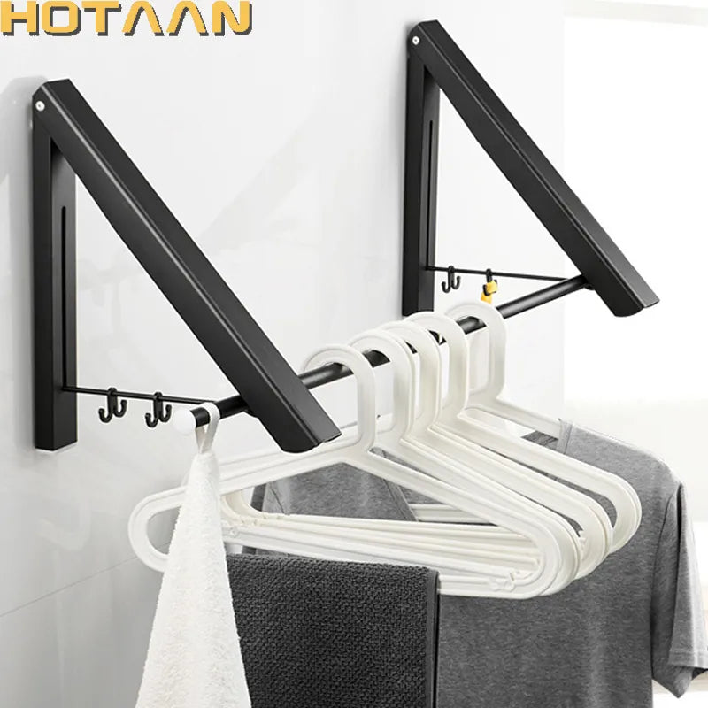 Black Bathroom Folding Home Laundry Adjustable Drying Rack Retractable Punch Free Balcony Tool Multifunction Clothes Hanger