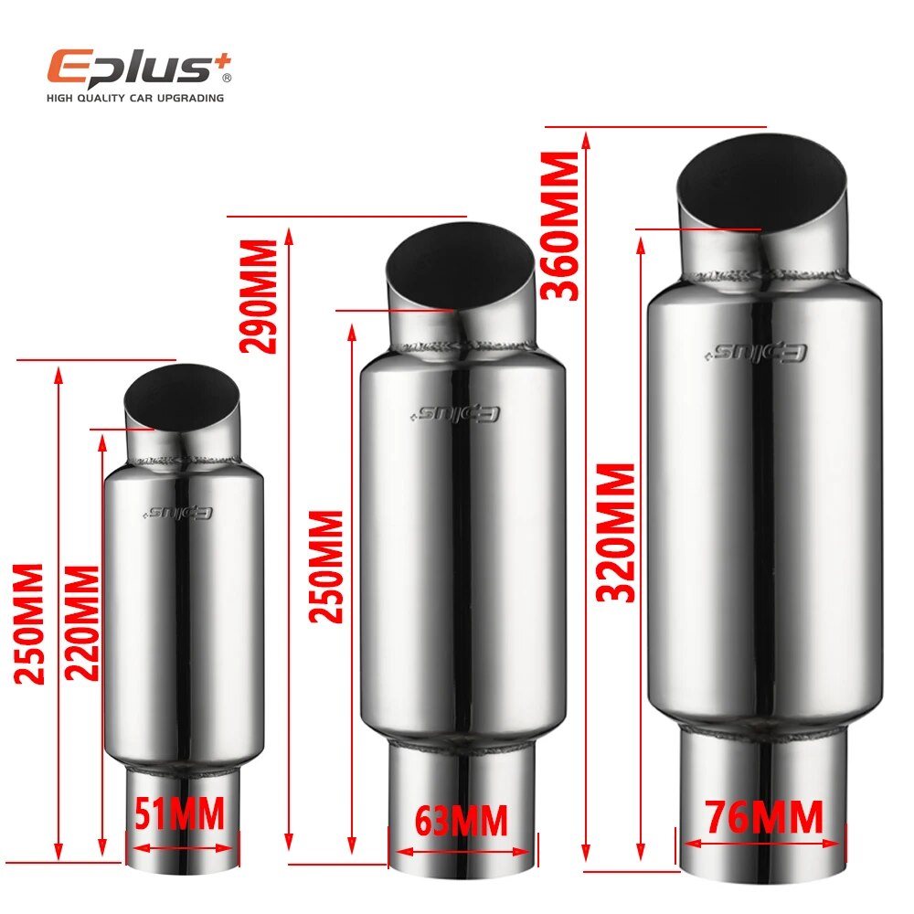 EPLUS Car Motorcycle Styling Exhaust System Muffler Tail Pipe Tip Universal High Quality Stainless Steel ID 51mm 63mm 76mm