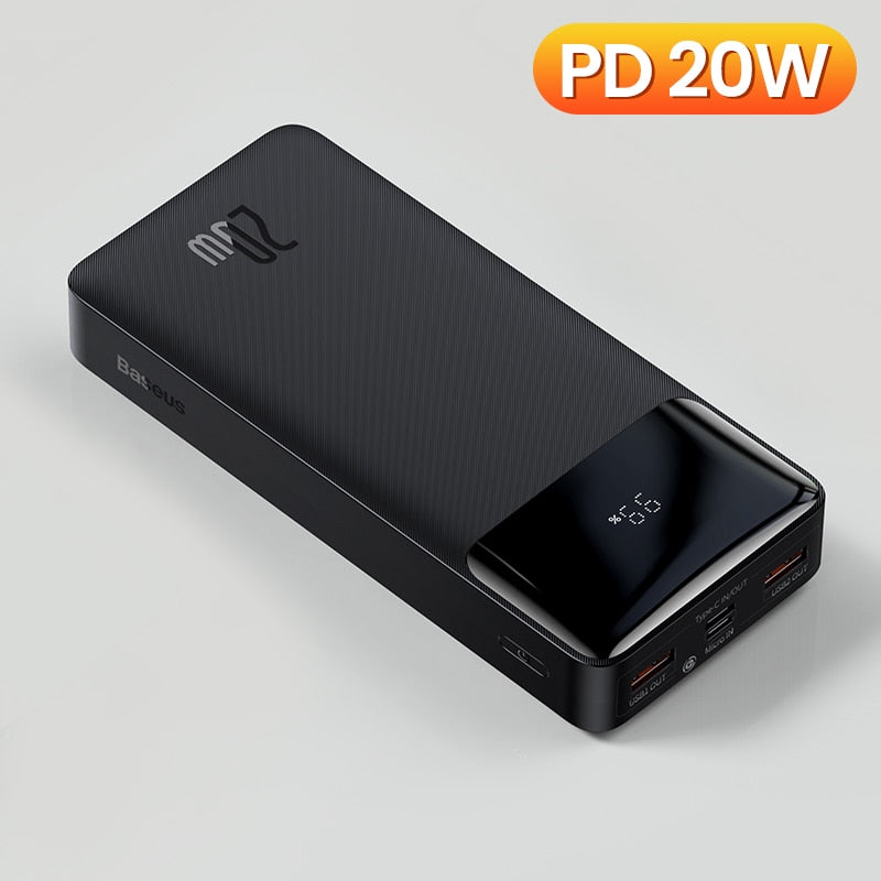 Baseus 30000mAh Power Bank PD 20W Portable Charging External Battery Charger Pack 20000mAh Powerbank For iPhone Xiaomi PoverBank