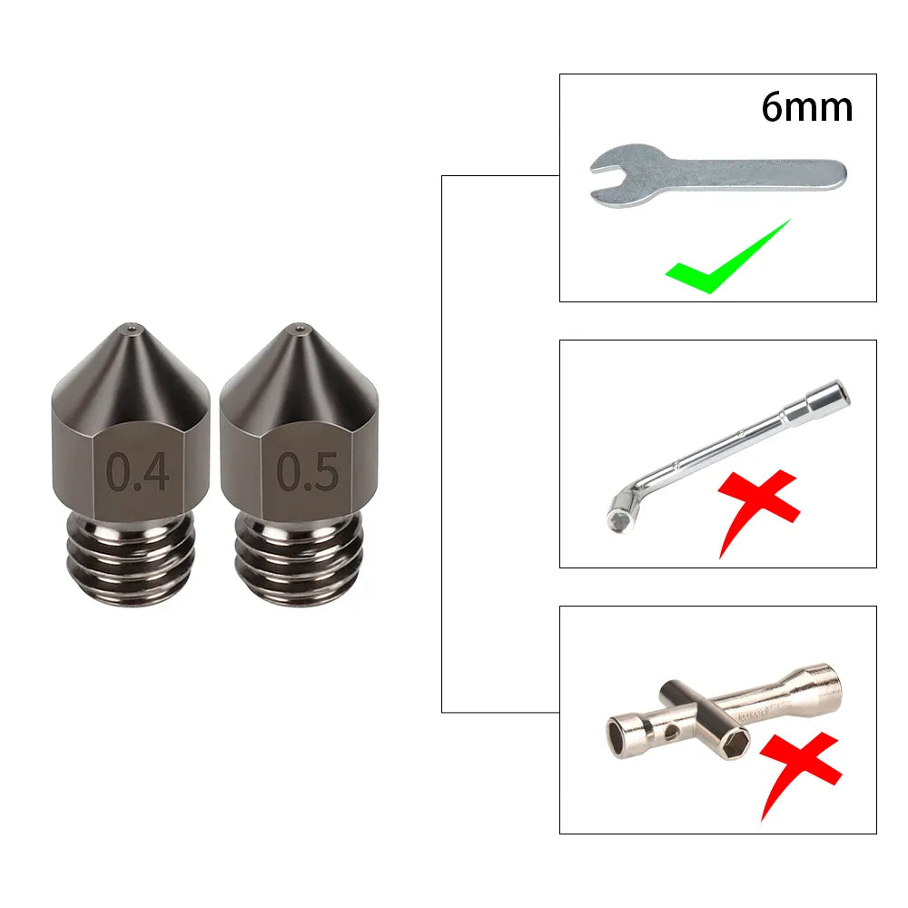 5/3/1 MK7 MK8 Nozzle Super Hard Steel Mold Steel Corrosion-Resistant Extruder Threaded 1.75mm 3D Printer Nozzle for Ender3 Pro