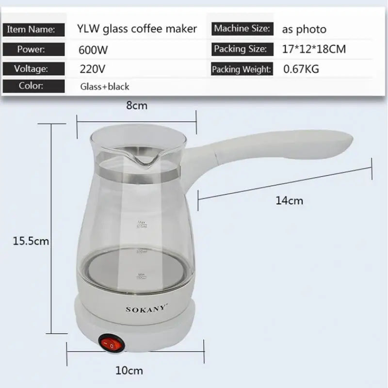 500Ml Electric Coffee Kettle 600W Coffee Maker Pot Portable Espresso Machine Fast Heat Resistant Eu Plug Waterproof