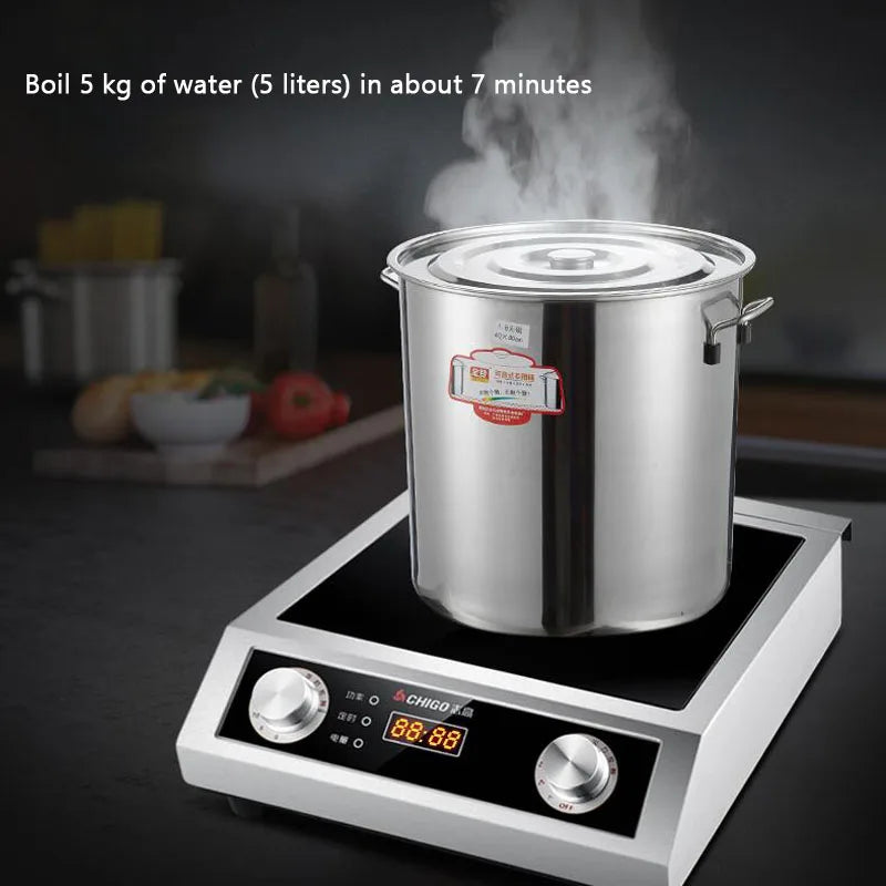 Induction Cooker 3500W High-power Commercial Stainless Steel Electric Frying Stove Hotel Restaurant Hot Pot Cooking Kitchenware