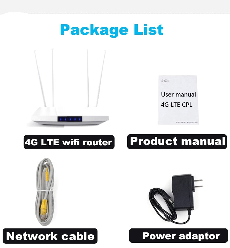 4G router wifi SIM card Hotspot  4G CPE antenna 32 users RJ45 WAN LAN wireless modem LTE dongle