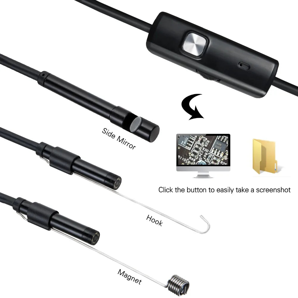 Mini Camera 5.5mm 7mm Lens Endoscope Camera Snake Semi Rigid Cable Waterproof USB Camera For Android Phone PC Borescope