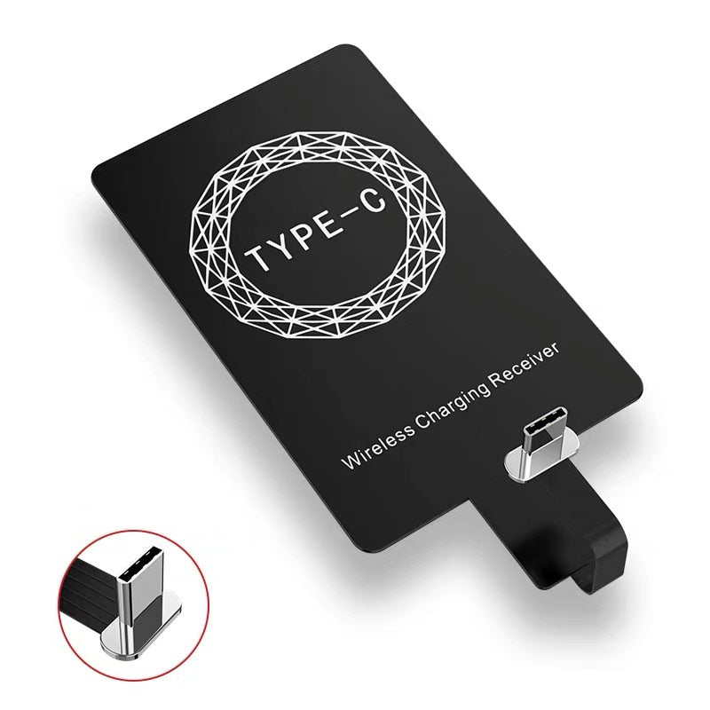 Lightweight Qi Wireless Charging Receiver for Samsung Huawei Xiaomi Universal Micro USB Type C Fast Wireless Charger Adapter