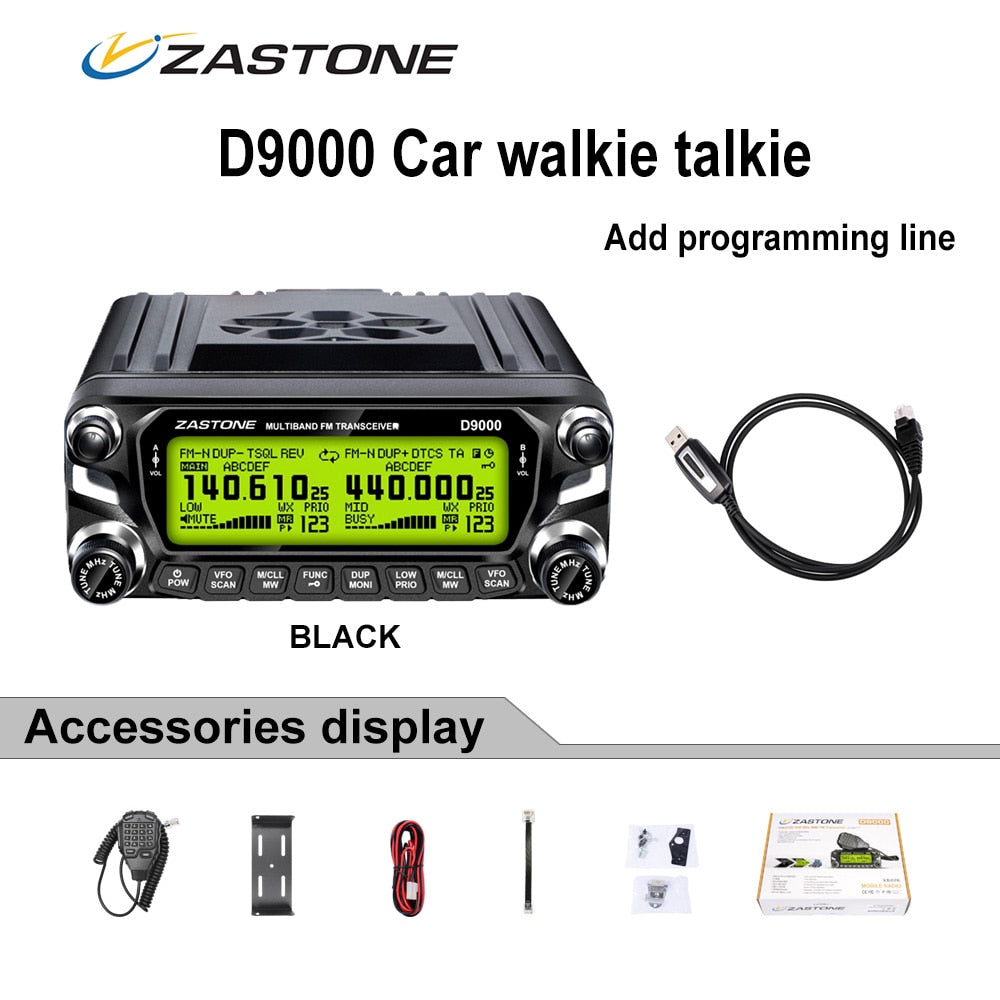 Zastone D9000 Car walkie talkie  Radio Station 50W UHF/VHF 136-174/400-520MHz Two way radio Ham HF Transceiver