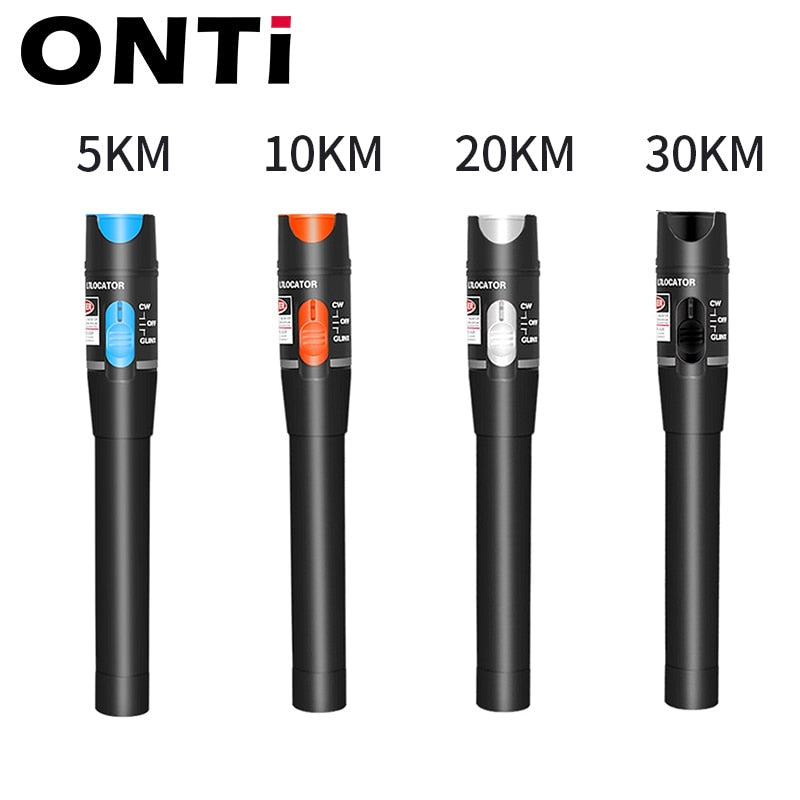 ONTi 30MW/20MW/10MW/5KM Visual Fault Locator,Fiber Optic Cable Tester 5-30KM Range,Red Laser Light Pen,Type SC/FC/ST