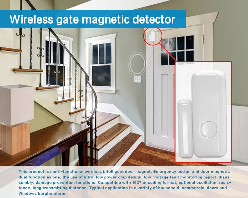 GauTone 433MHz Door Detector Wireless Home for Alarm System Alerts Window Sensor