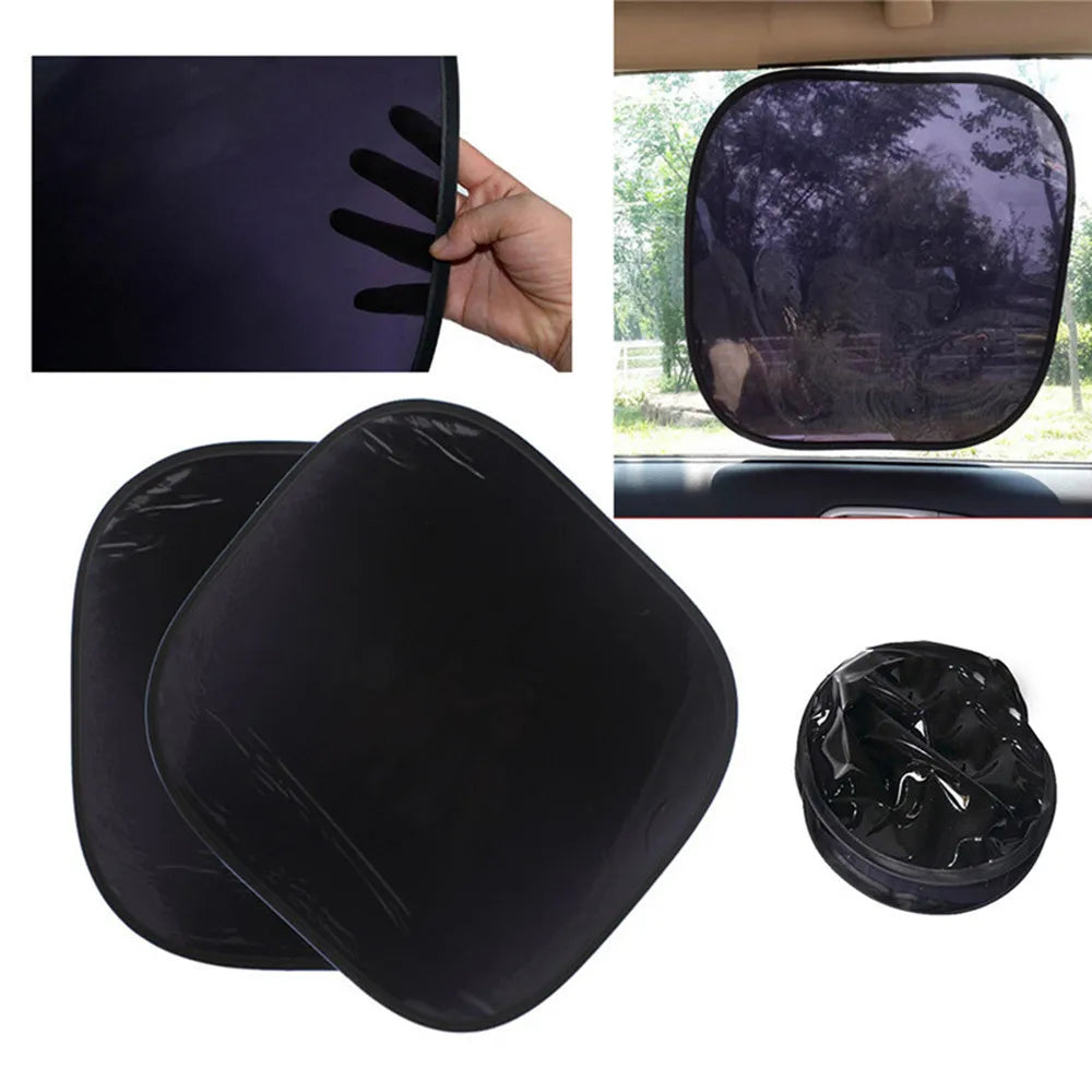 2pcs Universal Black Polyester Portable Car Side Window Sunshades Auto Windows Protective Sun Shade Sunlight Protection Cover