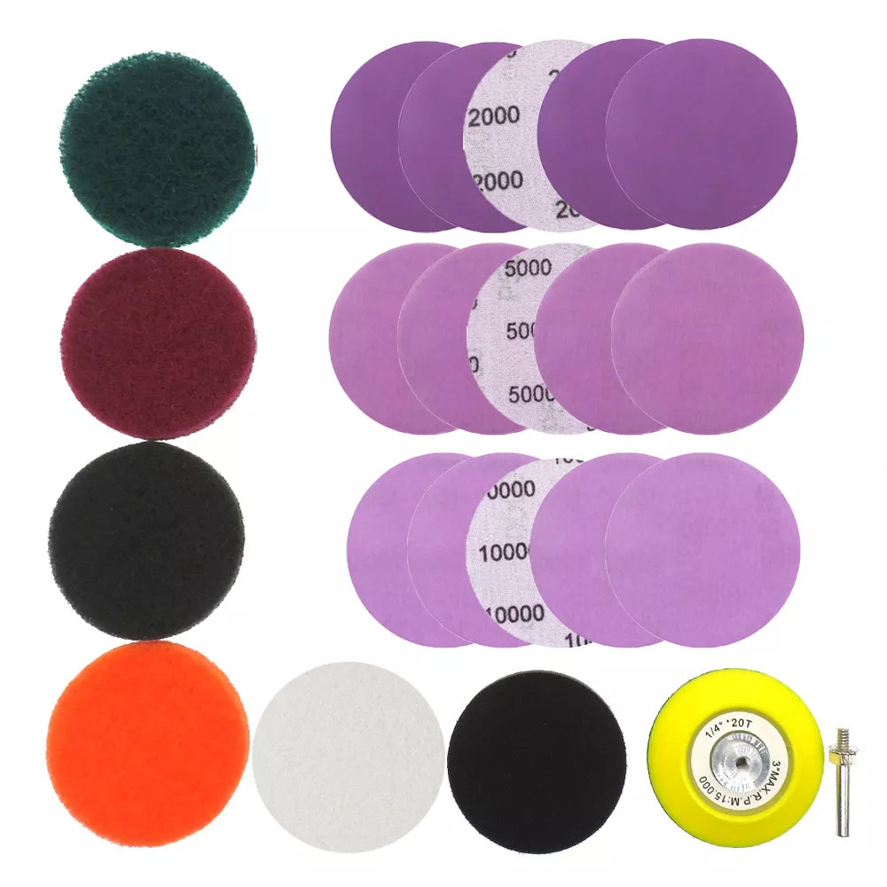 Car Lights Kit Polishing Restoration Car Headlights Repair Set Car Care Sanding Discs Pad Wet Dry Sandpaper No Drill 22Pcs