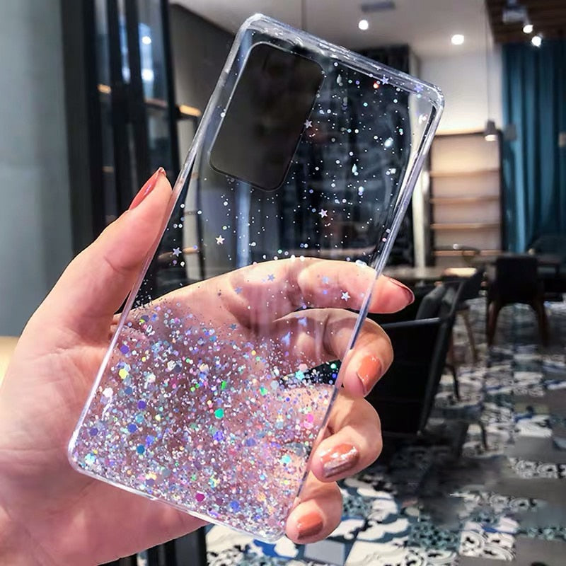 Luxury Glitter Case For Huawei P30 P20 P40 Pro Plus Mate 20 Pro Lite Nova 5T P Smart 2019 2021 TPU Transparent Cover Case