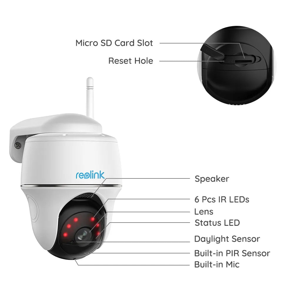 Reolink Argus Series 3MP Battery WiFi Security Camera 4MP Outdoor Solar Powered IP Cam 2K Wireless PT CCTV Surveillance Cameras