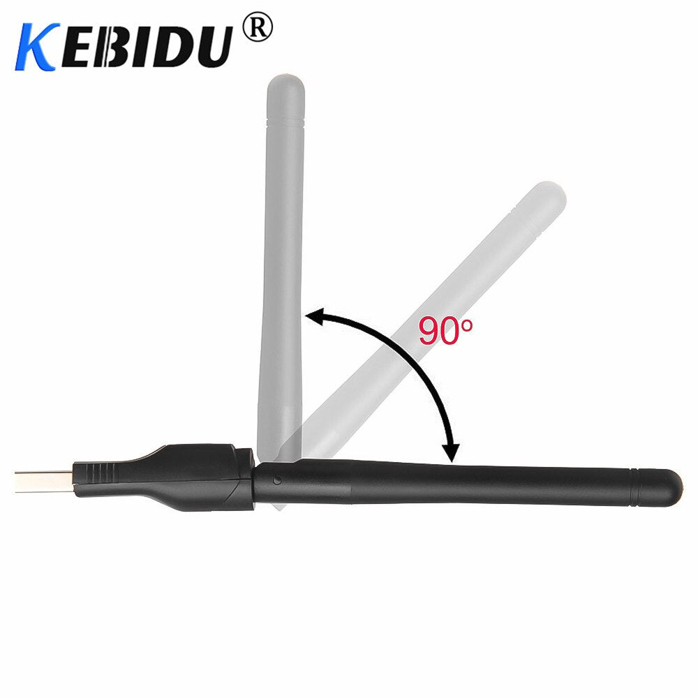 Kebidu 150M USB 2.0 WiFi Wireless Network Card 802.11 b/g/n LAN Antenna Adapter for Laptop PC Win 7 8 10 Mac IOS Android Linux